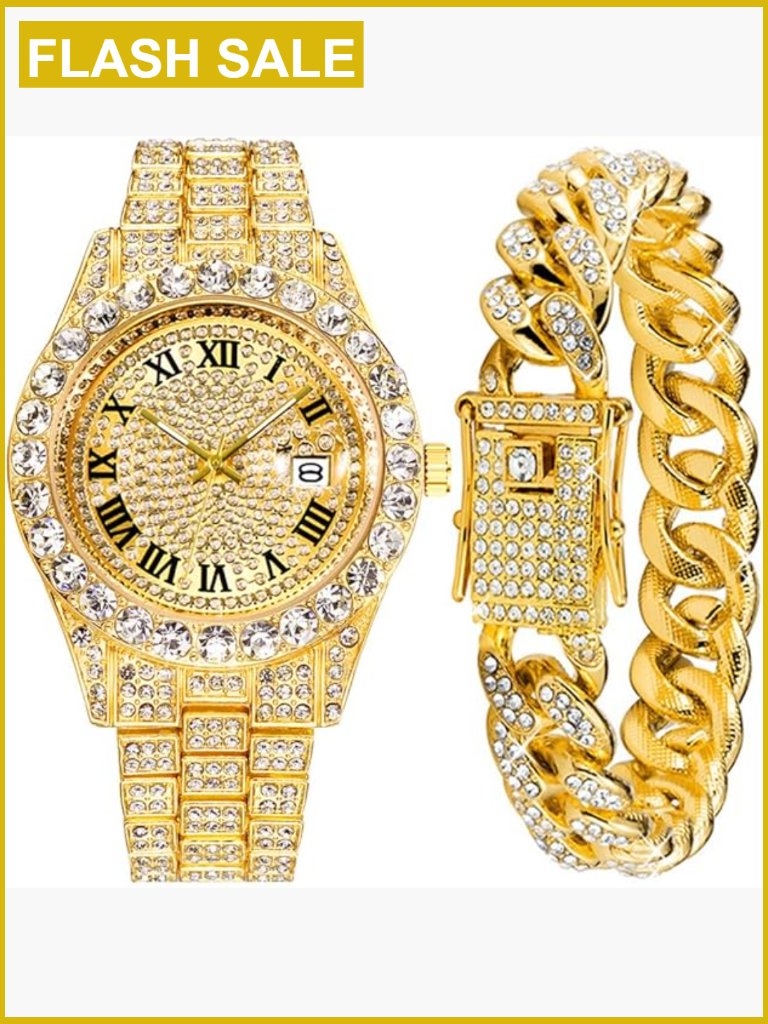 Mens Luxury Quartz Watch With Diamond Accents And Date Display